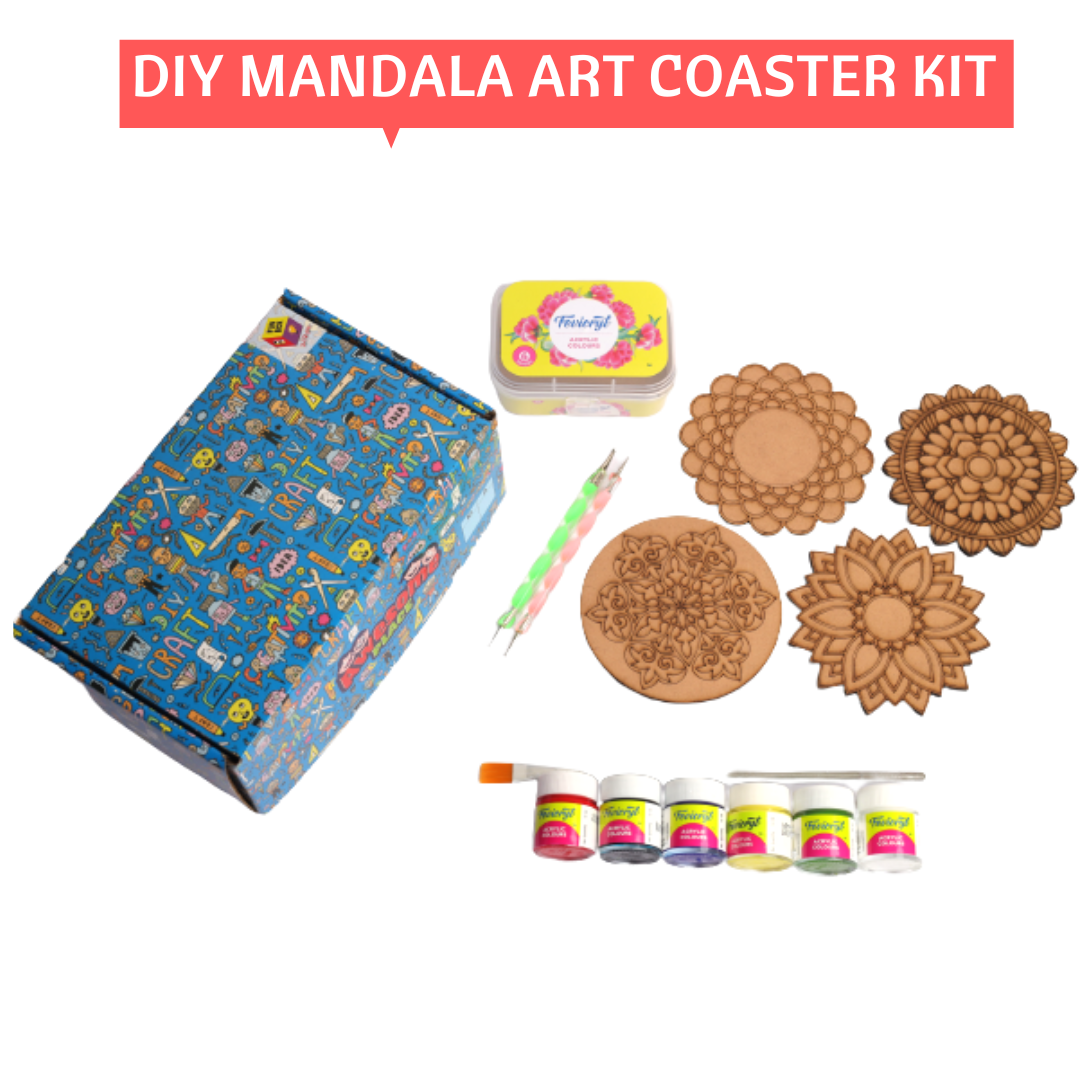 Make Your Own Rangoli Mandala Sand Art Kit - 4 cardboard coasters