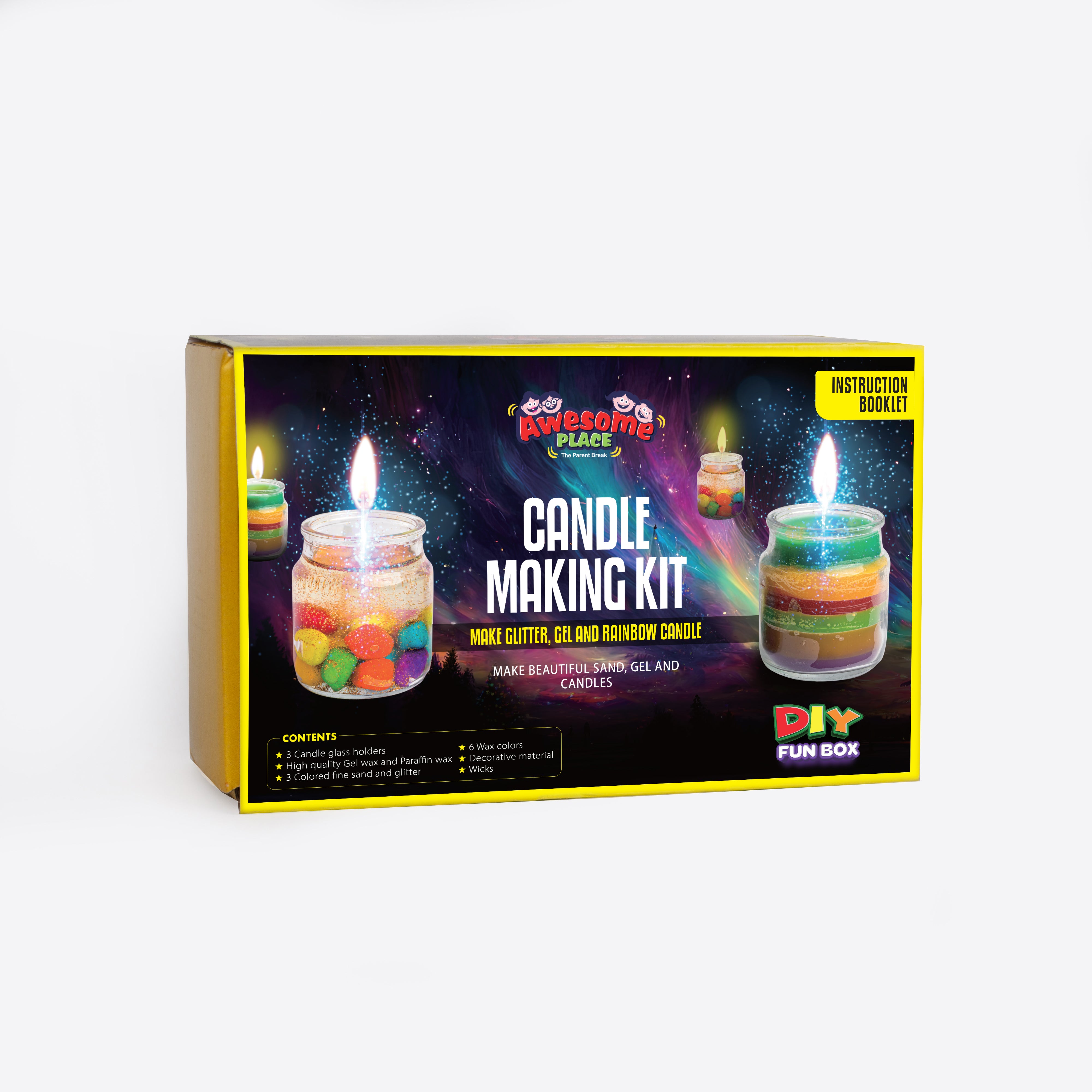 Awesome Place The Parent BREAK DIY Candle Making Kit with Stand for Kids,  Best Safe Candle Art and Craft Birthday Gift for Small Boys and Girls Aged  5-10 Yrs Price in India 